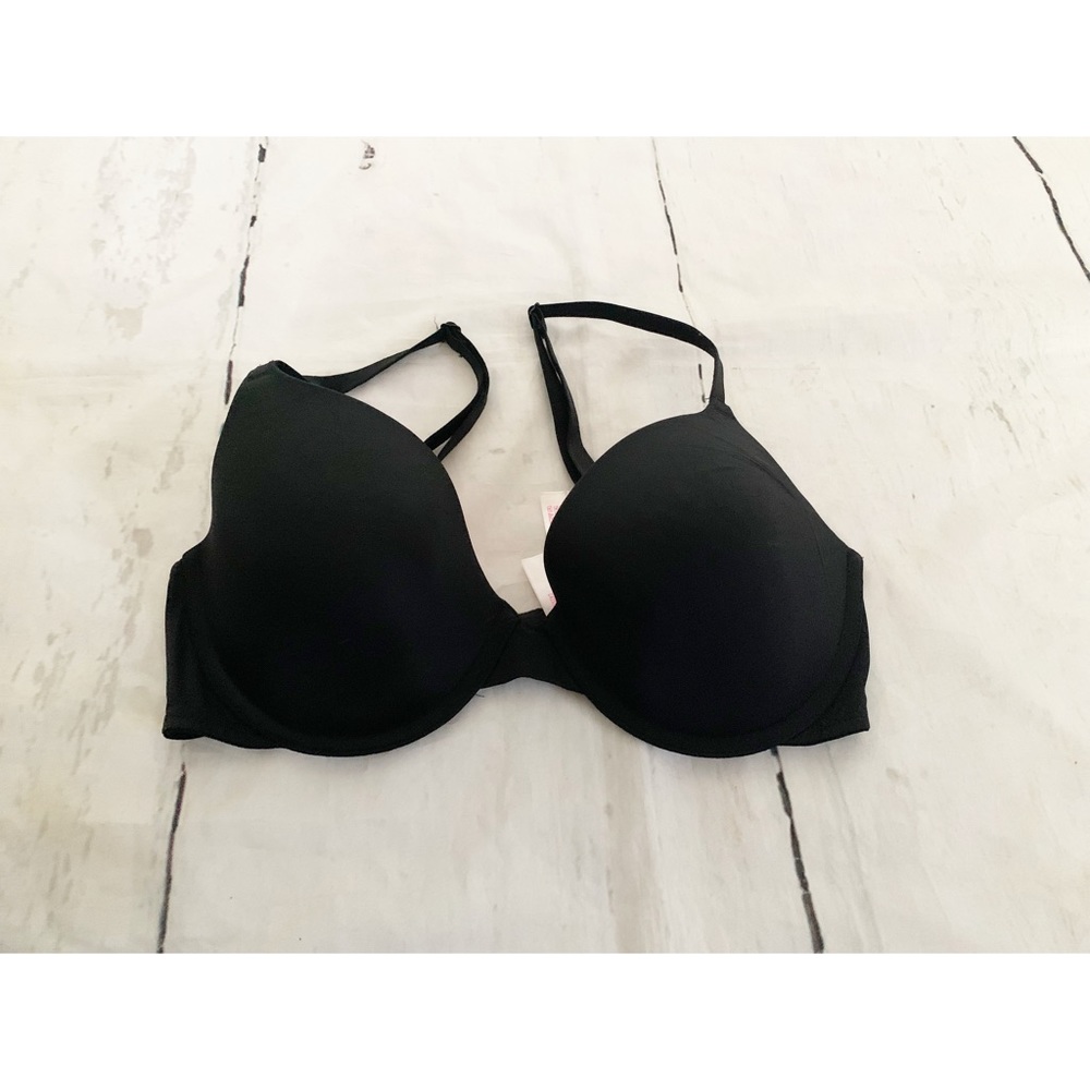Pink Victoria’s Secret Black Underwire Bra Size 34C